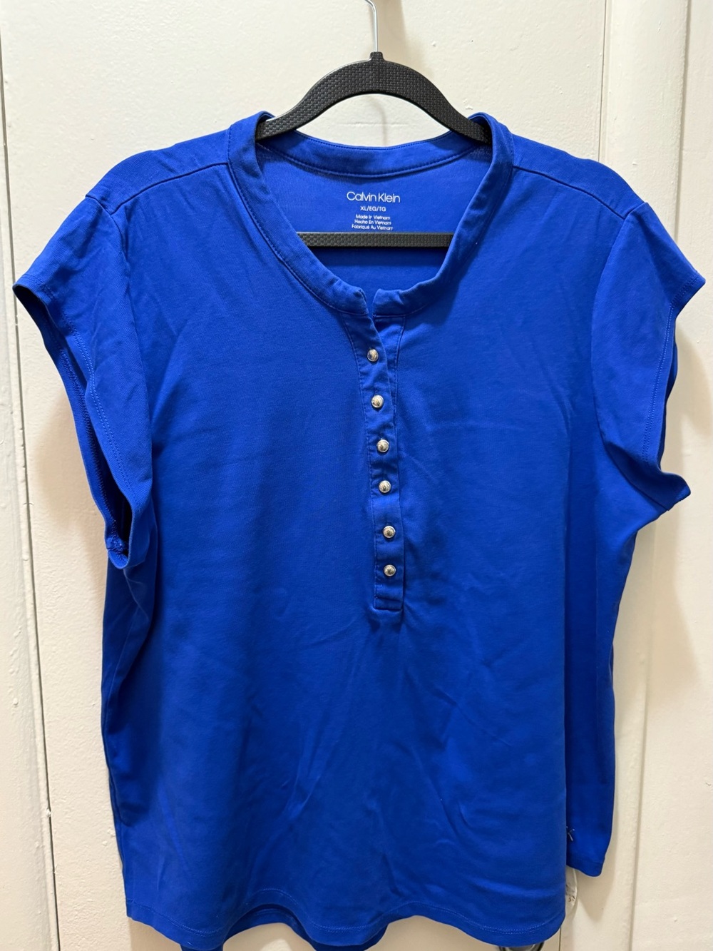 Calvin Klein Royal Blue Short Sleeve Henley Top